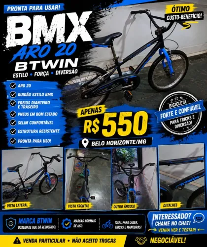 ? BICICLETA BTWIN ARO 20 BMX - PRETA E AZUL - ÓTIMO CUSTO-BENEFÍCIO ?