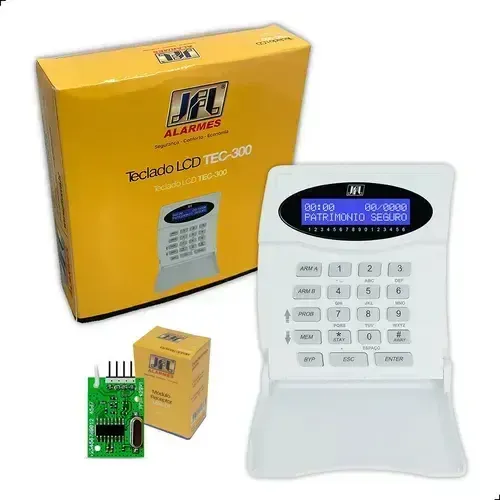 Teclado Tec-300 JFL LCD com Receptor MRF-01 para Sensores sem Fio