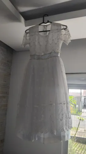  Vestido Infantil Longo Branco Festa Daminha Batizado Renda Tamanho 10
