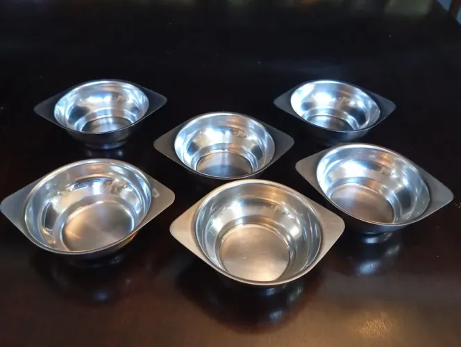 Conjunto de sobremesa em inox 6 peças