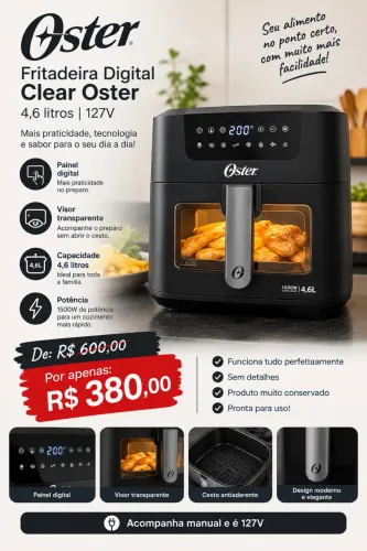 Fritadeira digital Clear Oster - Air Fryer