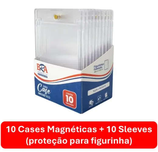 10 Cases Magnéticas + 10 Sleeves (proteção para figurinha)