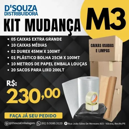 Caixas de Papelão para Empacotamento e kit mudança