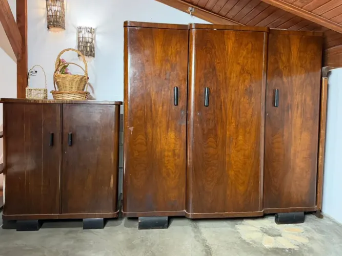 Jogo quarto casal de madeira,década de 50