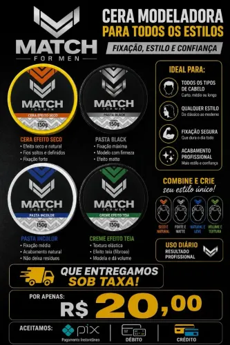 Vendo Cera Modeladora Match For Men 150g entregamos