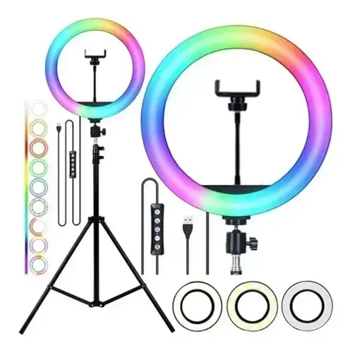 Ring Light 10 Polegadas RGB e com 3 Tons de Branco Completo *NOVO*