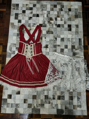 Vestido típico vermelho + Avental-Blumen