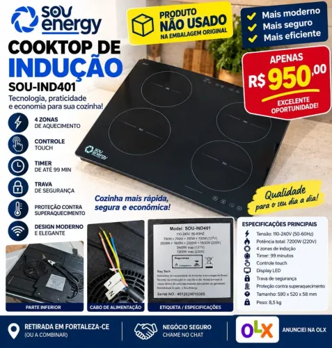 Cooktop de Indução 4 Bocas