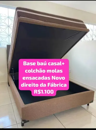 MARAVILHOSA BASE BAÚ CASAL REFORÇADA + COLCHÃO CASAL MOLAS ENSACADA ESPUMA D28 