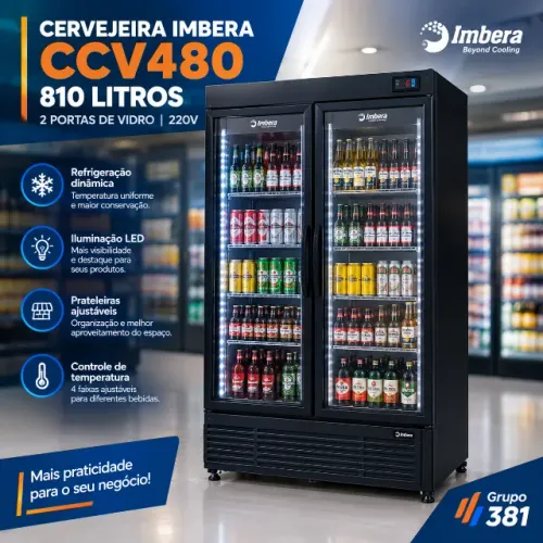 Cervejeira Imbera CCV480 810L 2 Portas de Vidro 220V.DIVEDI NO CARTÃO 10 X S/JUROS