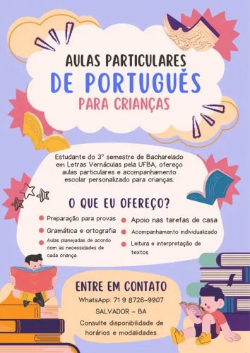 Aulas particulares de português para o ensino infantil