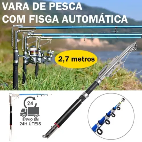 Vara de Pesca Fisga Automática com Marcas na Empunhadura Telescopica 2,7 metros