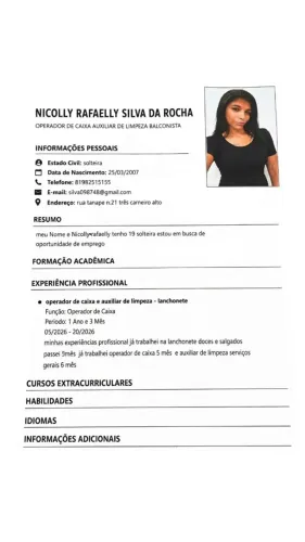 Oportunidade de 1 emprego