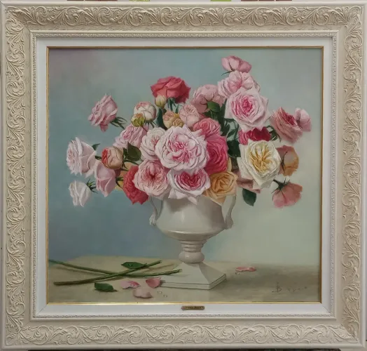 Pintura Óleo Sobre Tela -Rosas- Irisney Bosco 65x70cm