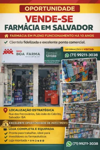 PASSO FARMACIA EM PLENO FUNCIONAMENTO - SALVADOR - OPORTUNIDADE UNICA