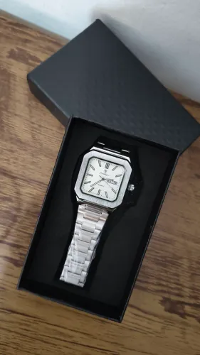 Relógio masculino poedagar a prova d'água com calendário de aço inox 