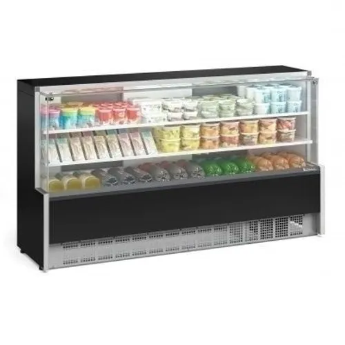 Balcão 2 Metros Refrigerado 2 Placas Frias Vidro Reto Preto GPDA-205R PR - Gelopar