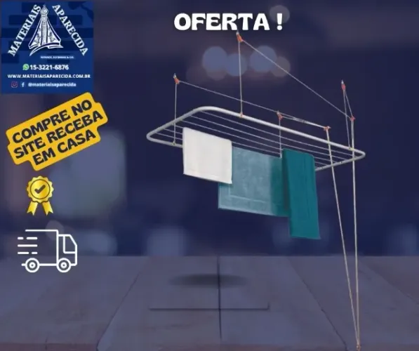 Varal de Teto Maxeb Branco 90cmx56cm - novo