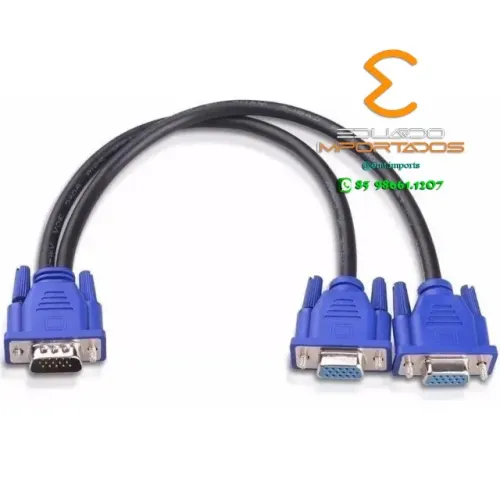 Cabo Duplicador Vga Macho x 2 Vga Fêmea 15 pinos