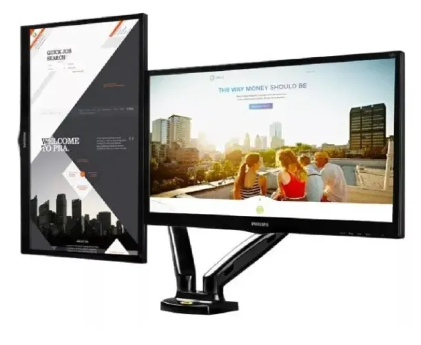 Suporte Com Pistao De Mesa Duplo Para 2 Monitor De 17 Até 27