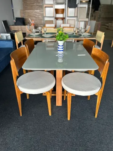 Mesa de Jantar de Madeira Emily de Luxo com 4 cadeiras Maldivas Madeira Maciça Parcela 12x