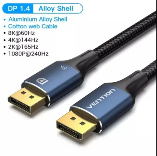 Cabos Displayport 1.4 240Hz Vention - 2, 3 e 5 Metros