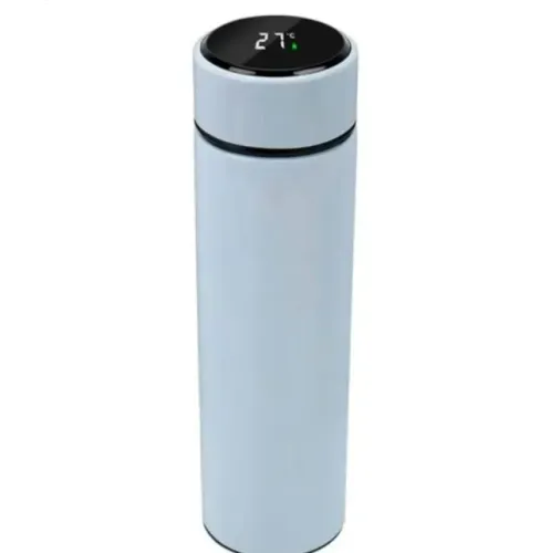 Garrafa Térmica Inox Termômetro Visor Led Tampa Vácuo 500ml Cor Branca