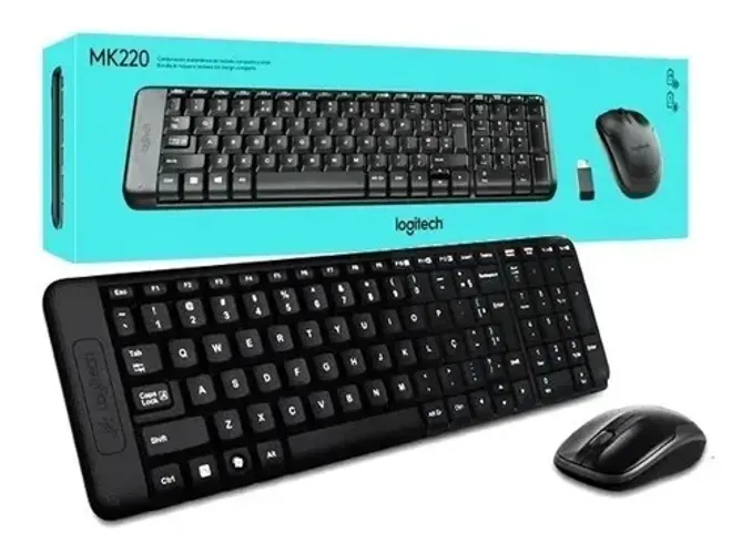 Teclado E Mouse Wireless Logitech  - Modelo MK220  - Preto - Sem Fio  