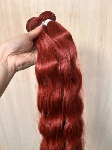 Mega hair humanizado ruivo 80cm ondulado 100g Bio Humano 