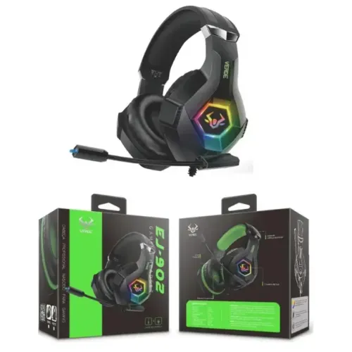 Lacrado   Headset Gaming com Luz Led e Microfone VERDE EJ-902