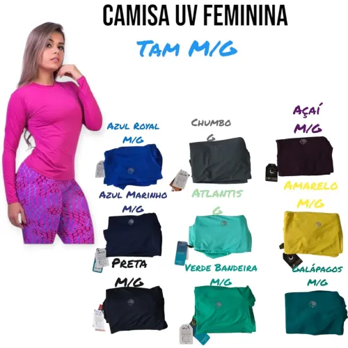 Camisas UV Feminina - Várias Cores e Tamanhos