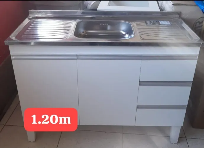 Balcão com pia inox 1.20m