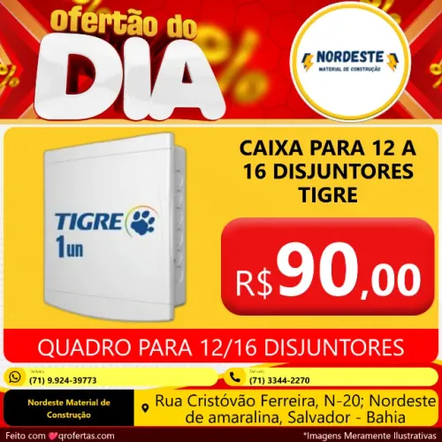 CAIXA PARA 12 A 16 DISJUNTORES TIGRE - QUADRO PARA 12/16 DISJUNTORES TIGRE 