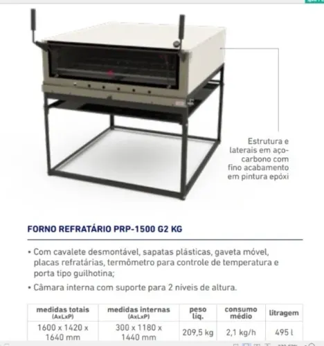 Forno Refratário PRP-1500 G2 KG