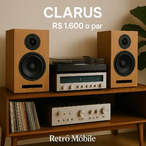 Par de Caixas Acústicas de som Clarus - 2 Vias - Acabamento Freijó - Hi-Fi - Novas