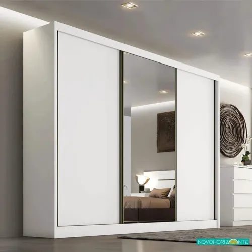 Guarda Roupa Casal Sollo 3 Portas 6 Gavetas C/ 1 Espelho 100% MDF Larg. 2.73m