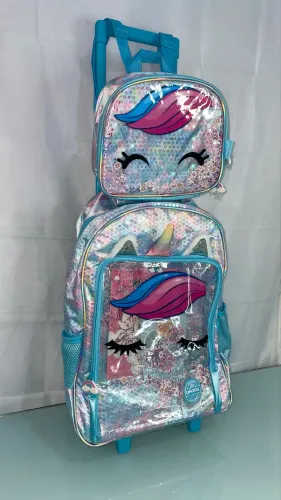 Kit mochile + lancheira unicornio