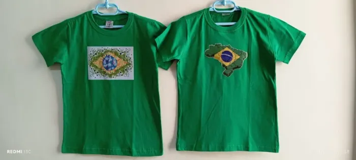 Kit C/2 Camiseta Infantil Algodão - Tema Brasil - Nº 10
