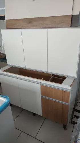 Balcão de pia+ armário aéreo de Cozinha Branco Novo
