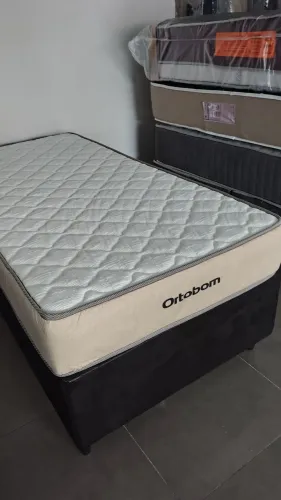 Cama Box Ortobom solteiro com colchão AG80 dupla face 