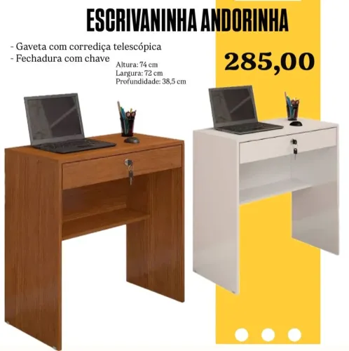 Escrivaninha Andorinha com Gaveta e Chave - ENTREGA HOJE !!!