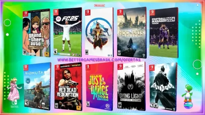 Hogwarts Batman Red Dead Just Dance Manager FC 25 Fifa Mortal Kombat 11 GTA Jogos Nintendo