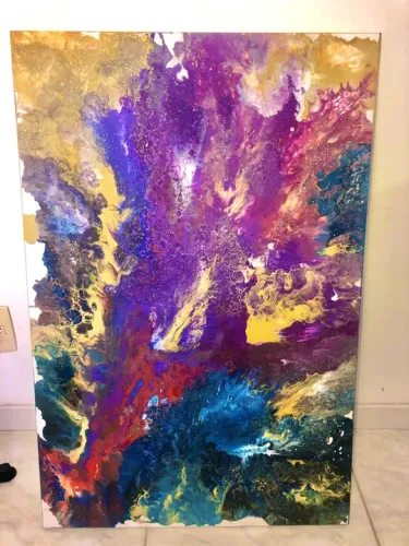 Quadro abstrato em tela, cores vibrantes @MGleiseArts