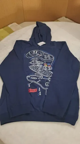Blusão de moletom com capuz e bolsos laterais, cor azul marinho, tamanho 14, da Rovitex 