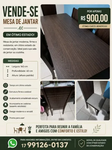 Mesa de Jantar com 6 Cadeiras