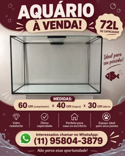Aquario vidro 72 Litros [POUCO USO]
