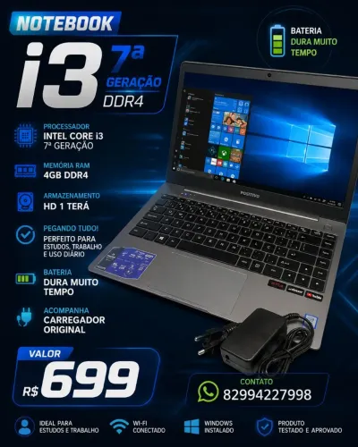 Notebook i3 7 geração ddr4