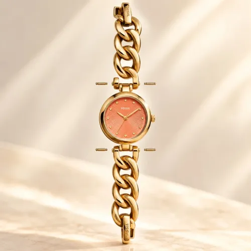 Relógio Feminino Fossil Dourado Original - Pulseira Elegante e Mostrador Rosé
