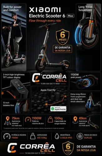 Patinete Scooter Xiaomi 6 Max lacrado na caixa com garantia