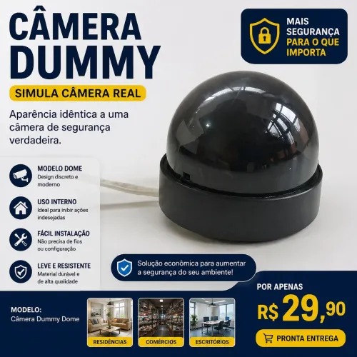Câmera Dome de Segurança - Design Discreto e Moderno - R$ 29,90